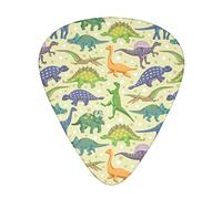 Dinosaur Animal Cartoon Thin Medium And Heavy Gauge Guitar Picks For Bass Electric Acoustic Guitars (12 Count)
