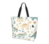 Dinosaur Animal Tote Bag Women's Shoulder Handbags Forest Cactus Shopping Bags Water-Resistant Large Handbag with Inner Pocket for Work Travel School