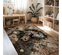 Dinosaur Area Rug, 3D Realistic Brick Debris None Gray Low Pile Sponge Home Indoor Pattern Carpets Non Shedding Rugs for Living Room Bedroom College Dorm Kitchen Decor 4' X 6'