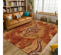 Dinosaur Area Rug, Adventure Nature Cactus Footprints None Brown Low Pile Sponge Home Floor Rectangle Print Carpet Rugs for Living Room Bedroom Dining Desk Office Decor 5' X 7'