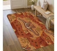 Dinosaur Area Rug, Adventure Nature Cactus Footprints None Brown Non-Slip Doormat Throw Rug Edge Binding Bathroom Entryway Bedside Laundry Room Decor 3' X 5'