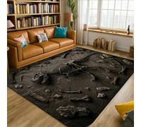 Dinosaur Area Rug, Realistic Modern Bones Rocks None Dark Grey Low Pile Sponge Carpets Fade Resistant Home Aesthetic Rugs for Living Room Bedroom College Dorm Kitchen Decor 5' X 7'