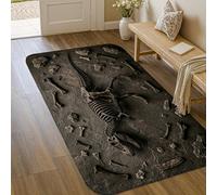 Dinosaur Area Rug, Realistic Modern Bones Rocks None Dark Grey Non-Slip Doormat Accents Rug Fade Resistant Bathroom Entryway Bedside Laundry Room Decor 3' X 5'