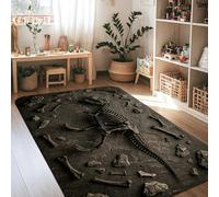 Dinosaur Area Rug, Realistic Modern Bones Rocks None Dark Grey Non-Slip Home Floor Rectangle Print Carpet Rugs for Living Room Bedroom Kitchen Hallway Decor 4' X 6'