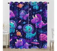 Dinosaur Astronaut Blackout Curtains for Bedroom, Galaxy Cute Dinosaur Window Drapes Eyelet Thermal Insulated Curtains for Living Room 2 Panels 52 x 84 Inch (W x L) GG206ng