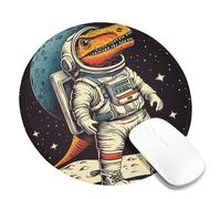 Dinosaur Astronaut Gaming Mouse Pad, Colorful Space Adventures Mousepad, Non-Slip Washable Mousepad for Home and Office Desk, Fun and Quirky Design Round 8x8 Inch