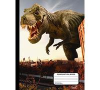 Dinosaur Attacks and Fighter Jets Defend Composition Notebook Blank Unruled 200 pages / 100 sheets, 9-3/4" x 7-1/2”