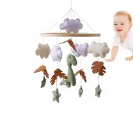 Dinosaur Baby Crib Mobile, Soft Felt Hanging Mobile with Clouds & Leaves, Natural Nursery Decor for Newborn 0-12 Months, Gender Neutral Cot Mobile (Green)