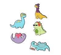 Dinosaur Badge Pin Brooch Alloy Cartoon Colorful 5pcs