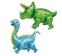 Dinosaur Balloons, 2-Piece 3D Inflatable Dinosaur Balloon Set with Green Triceratops and Blue Stegosaurus, Self-Standing Dinosaur Party Decorations for Jungle Theme Parties and Birthday Celebrations