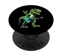 Dinosaur bass guitarist bass guitar rock player T-Rex guitar PopSockets Swappable PopGrip