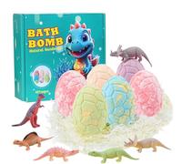 Dinosaur Bath Bombs Set - 6 Natural Organic Fizzy Bombs with Surprise Toys Inside for Kids, Handmade Bubble Gift Set, Ideal Birthday Easter for Boys & Girls
