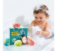 Dinosaur Bath Bombs with Surprise Toys, 6 Pack Safe Natural Ingredients Bath Bomb Set,Large Dino Egg Shower Bath-Balls Fizzies with Mini Dinosaur Toys Gifts for Boys Girls