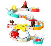 Dinosaur Bath Toys for Kids 2 3 4, 43 PCS Bathtub DIY Water Slides Tracks with Powerful Suction Cups, Fun Toddler Bath Tub Bathtime Shower Birthday Gift 3 4 5 Boys Girls