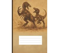 Dinosaur Battle Notebook - Therizinosaurus vs Velociraptor: 64-page 5x5 mm grid notebook for school, office, and creative projects - prehistoric predator clash cover