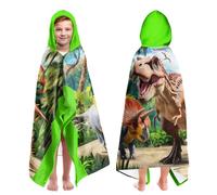 Dinosaur Beach Towels for Boys Hooded Beach Towels for Kids Ages 4-8 , Dino Hooded Bath Towels Wrap for Toddler Teen Boy 30x50 inch Quick Dry Green Toddler Towel Boys Perfect for Beach Pool Swimming