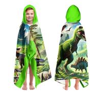 Dinosaur Beach Towels for Boys Hooded Beach Towels for Kids Ages 4-8 , Dino Kids Hooded Bath Towels Wrap for Toddler Teen Boy 35x60 inch Green Toddler Towel Boys Perfect for Beach Pool Swimming