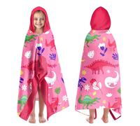 Dinosaur Beach Towels for Girls Hooded Beach Towels for Kids Ages 4-8 ,Dino Hooded Bath Towels Wrap for Toddler Teen Girls 30x50 inch Quick Dry Pink Toddler Towel Girl Perfect for Beach Pool Swimming
