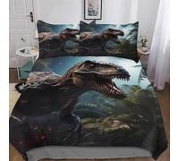 Dinosaur Bedding Set 3D Print Duvet Cover for Teens Boys And Girls Quilt Cover Soft Microfiber Comforter Cover 2 Piece Single(135x200cm)