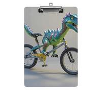 Dinosaur Bicycle Clipboard 8.5×12.5 Inch Acrylic Clip Board with Metal Clip A4 Letter Size Decorative Clipboard Cute Hanging Clipboards for Office, Teacher, Nurse, Doctor,