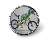 Dinosaur Bicycle Lapel Pin Badge Round Metal Button Pin Personalized Novelty Pinback Button Badges Funny Recognition Enamel Pins Novelty Cute Cartoon Brooch Pin for Jacket Bag Coat