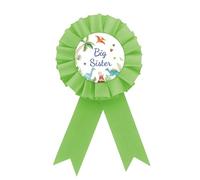 Dinosaur Big Sister Badge Pin, Green Dino Sister to Be Button Pin, Green Rosette Dinosaur Happy Birthday Girl Award Ribbon Button for Girls, Jungle Animal Themed Baby Shower/1st Birthday Party