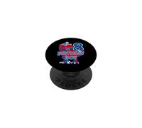 Dinosaur Birthday Boy 8 Years Football 8th Birthday PopSockets Adhesive PopGrip