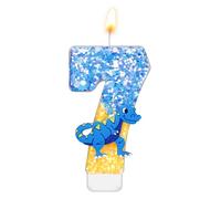 Dinosaur Birthday Candle, 2.87 Inch Birthday Number Candles Sequins Cake Topper Candle 3D Number Candle for Dinosaur Theme Party Boy Birthday Decoration Supplies(Number 7)
