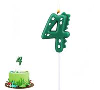 Dinosaur Birthday Candle,Green Number 4 Candles for Dinosaur Theme Party, Bakery Decoration,Dinosaur Birthday Decorations,Din/osaur Candles,Din/osaur Cake Toppers & Birth/Day Decorations(Number 4)