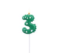 Dinosaur Birthday Candle, Green Number Candles for Cake & Cupcake Toppers Dino-Themed Party Decorations Birthday Supplies for Kids Boys (Number 3)