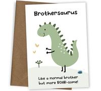 Dinosaur Birthday Card for Brother from Sister Sibling - Brothersaurus Card | Bday Cards for Brother from Little Boy, Girl or Toddler. Little Bro on his birthday
