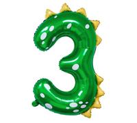 Dinosaur Birthday Decorations, 36'' Green Dinosaur Number 3 Balloon for 3rd Birthday Party Supplies (3)