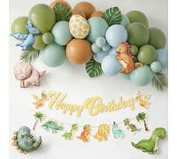 Dinosaur Birthday Decorations 54PCS,Dinosaurs Party Decorations Supplies,Happy Birthday Balloons with Banner,3D cute Foil Dinosaur Theme Party Supplies for Boys Toddler