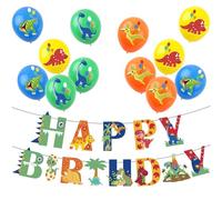 Dinosaur Birthday Decorations Dino Party Pack with 1pcs Happy Birthday Dino Banner and 12pcs 12inch Dinosaurs Balloons for Dinosaur Decorations,Dino Party Supplies