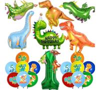 Dinosaur Birthday Decorations Party Balloons - 24 Pcs Large Aluminum Foil Latex Number 1 Dino Balloons For Kids Boys Girls 1 Year Old Birthday Jungle Dinosaur Themed Party Decor Supplies