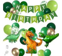 Dinosaur Birthday Party Decorations, 100Pcs Jungle Jurassic Party Supplies with Large Dinosaur Balloons, Happy Birthday Banner & Green Balloon Arch Garland Kit for Dino Theme Partys