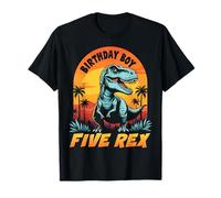 Dinosaur Birthday Shirts Five Rex T-Rex Boys 5th Birthday Dinosaur Party V-Neck T-Shirt Black S