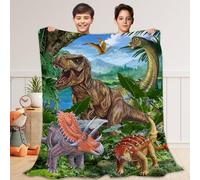 Dinosaur Blanket, Cool Dinosaur Blanket for Boys, Soft Flannel Fleece T-Rex Forest Throw Blanket for Kids Bed Living Room Couch, 50x60 Inches, Dino Christmas Birthday Gifts for Children
