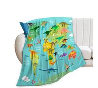 Dinosaur Blanket Dinosaur World Map Decor Throw Blanket Super Warm Soft Plush Lightweight Fleece Flannel Winter Cartoon Blanket Gifts for Boys Girls Baby Kids Women Couch Bedding 40"X50"