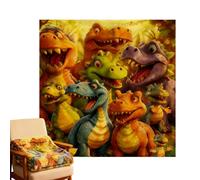 Dinosaur Blanket for Sofa - HD Digital Print with Dinosaur Pattern | 150x130cm Flannel Blanket with Animals - for Bed Reading Corner Children's Room Bedroom Office Travel
