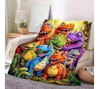 Dinosaur Blanket, Smiling Dinosaur Blanket, 2025 New Cute Smiling Dinosaurs HD Digital Print Lightweight Flannel Dinosaur Throw Blanket (60x80in)