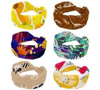 Dinosaur Bone Brown Wide Headband, 6 Pieces Headbands for Women, Non Slip Turban Head Wraps, Elastic Sweat Yoga Workout Hairband Soft Hairwrap Bandana