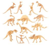 Dinosaur Bones, 36 pcs Mini Dinosaur Figures Fossil Stable Plastic Dinosaurs Figures for Dino Sand Dig Science Party Favor Decorations 12 Styles (Earth Color)