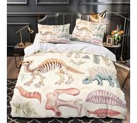 Dinosaur Bones Duvet Cover 3D Design Printed Luxury 3 Pieces Bedding Set Zipper Watercolor Paleo Quilt Cover Super Soft Durable for Teens Kids Girls Boys Women Adults Youth Super king（260x220cm）