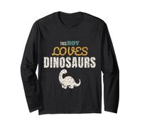 Dinosaur Boy Kids Roar Retro This Boy Loves Dinosaurs Long Sleeve T-Shirt