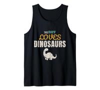 Dinosaur Boy Kids Roar Retro This Boy Loves Dinosaurs Tank Top