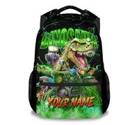 Dinosaur Boys Backpack School Personalised Monster Backpacks - Custom Rucksack with Name, Motorcycle Primary School Bag, Toddler Nursery Travel Bookbag