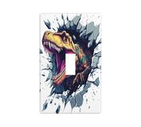 Dinosaur Breaking The Wall Light Switch Cover Decorative Single Toggle 1 Gang Wall Plate for Kitchen Farmhouse Bedroom Bathroom Art Decor