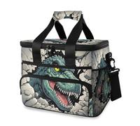 Dinosaur Breaking Through Rocks Cooler Bag Thermal Insulated Picnic Lunch Bag Box Large Cool Bag for Beach Picnic Camping Travel Men Women
