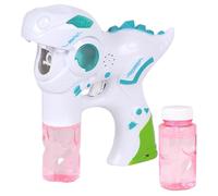 Dinosaur Bubble Gun with LED and Sound, Includes 2 Bottles of Liquid (Universal, White)